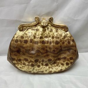 Vintage Genuine Frog Skin Leather Clutch Purse